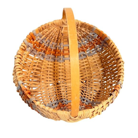Rustic Wicker Egg Basket Decorative Handle Multicolor Farmhouse Country Style - Picture 3 of 13